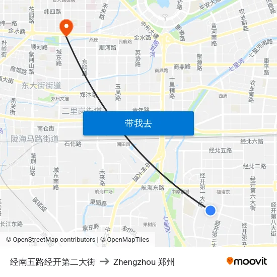 经南五路经开第二大街 to Zhengzhou 郑州 map
