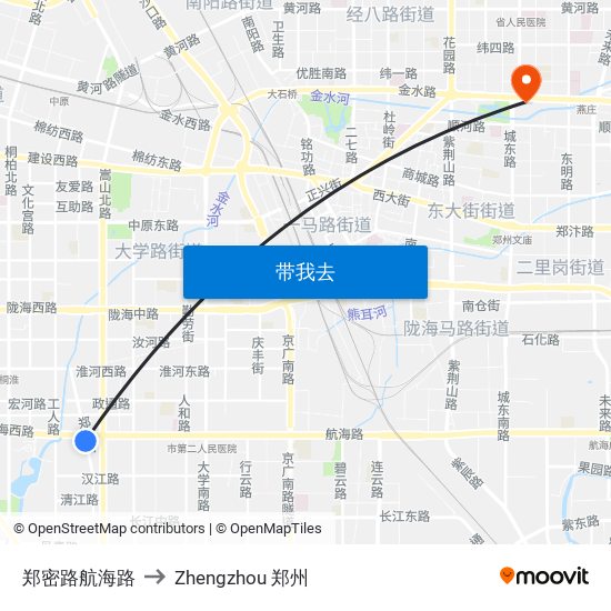 郑密路航海路 to Zhengzhou 郑州 map