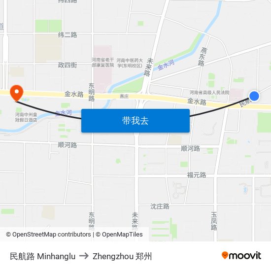 民航路 Minhanglu to Zhengzhou 郑州 map