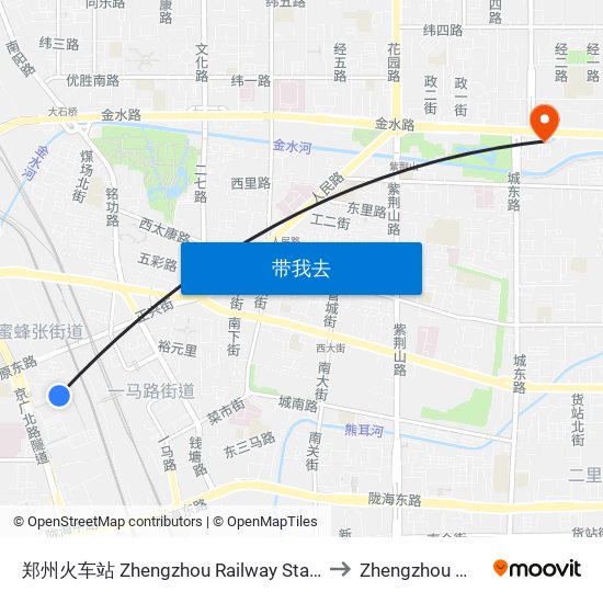 郑州火车站 Zhengzhou Railway Station to Zhengzhou 郑州 map