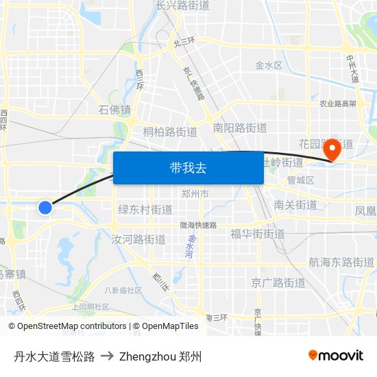 丹水大道雪松路 to Zhengzhou 郑州 map