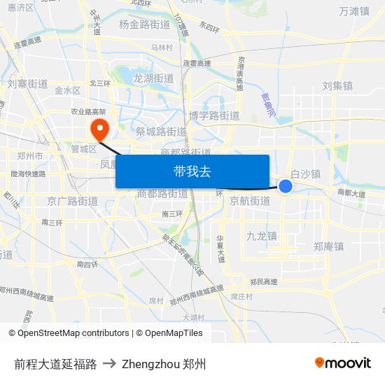 前程大道延福路 to Zhengzhou 郑州 map