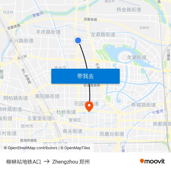柳林站地铁A口 to Zhengzhou 郑州 map