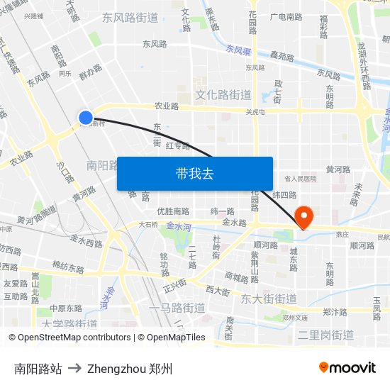 南阳路站 to Zhengzhou 郑州 map