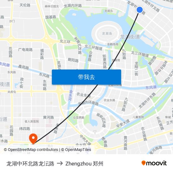 龙湖中环北路龙沄路 to Zhengzhou 郑州 map