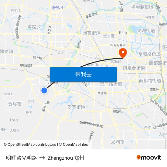 明晖路光明路 to Zhengzhou 郑州 map