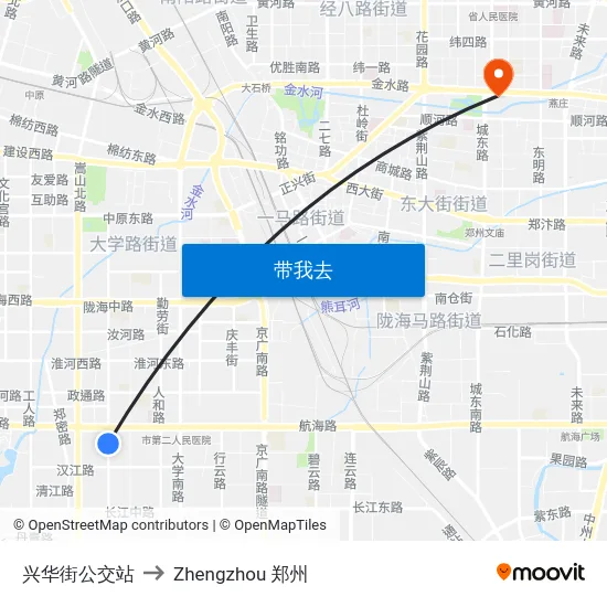 兴华街公交站 to Zhengzhou 郑州 map
