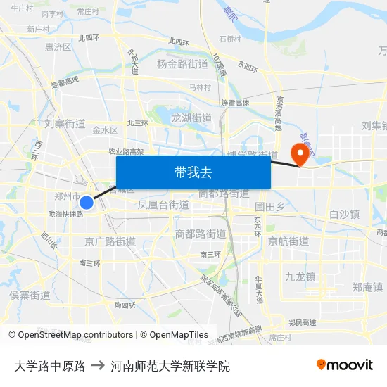 大学路中原路 to 河南师范大学新联学院 map