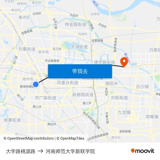 大学路桃源路 to 河南师范大学新联学院 map