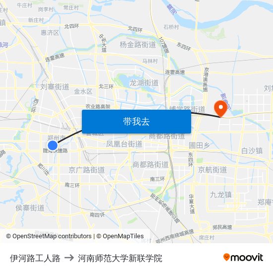 伊河路工人路 to 河南师范大学新联学院 map