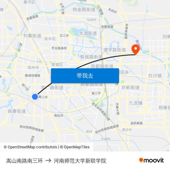 嵩山南路南三环 to 河南师范大学新联学院 map