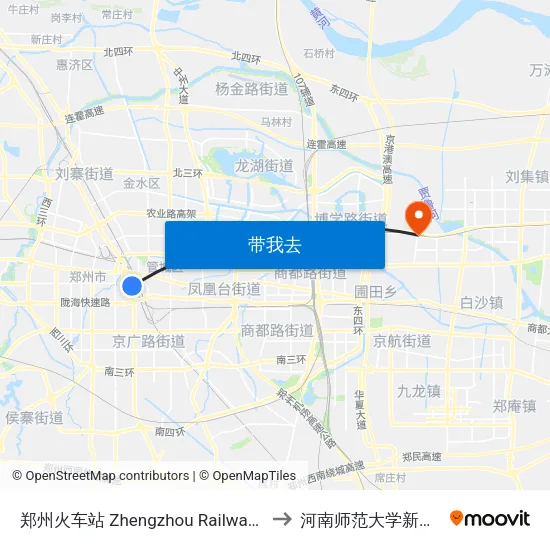 郑州火车站 Zhengzhou Railway Station to 河南师范大学新联学院 map