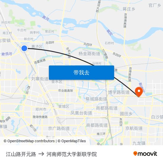 江山路开元路 to 河南师范大学新联学院 map