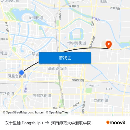 东十里铺 Dongshilipu to 河南师范大学新联学院 map