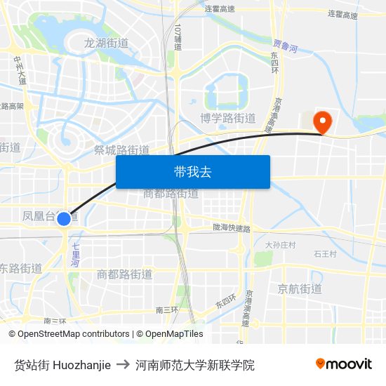 货站街 Huozhanjie to 河南师范大学新联学院 map