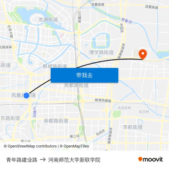 青年路建业路 to 河南师范大学新联学院 map