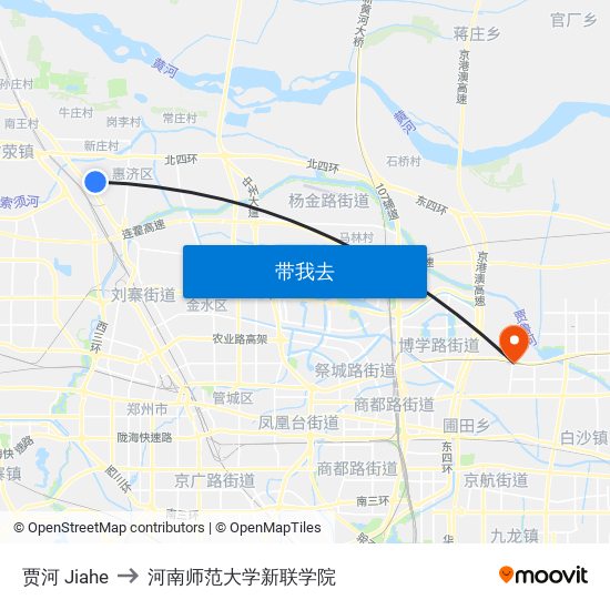 贾河 Jiahe to 河南师范大学新联学院 map