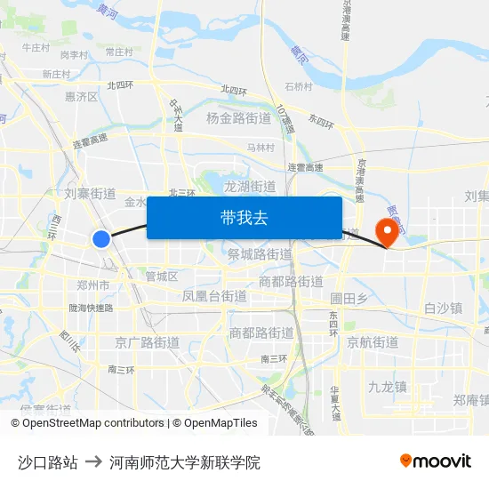 沙口路站 to 河南师范大学新联学院 map