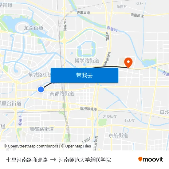 七里河南路商鼎路 to 河南师范大学新联学院 map
