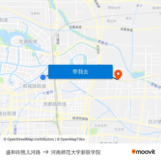 盛和街熊儿河路 to 河南师范大学新联学院 map