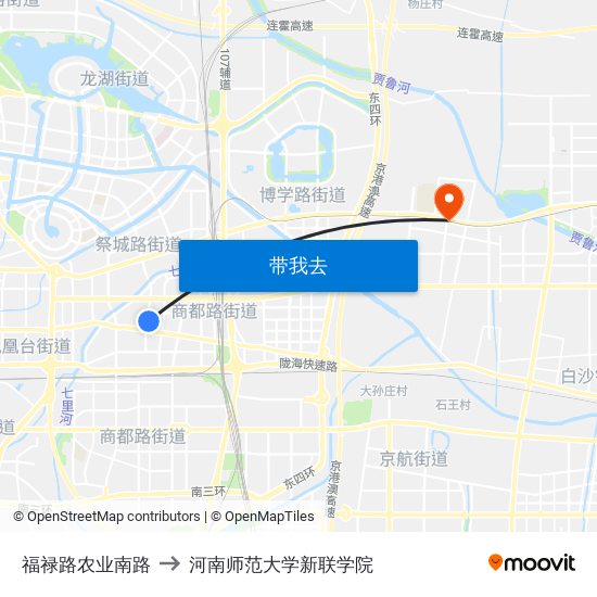 福禄路农业南路 to 河南师范大学新联学院 map