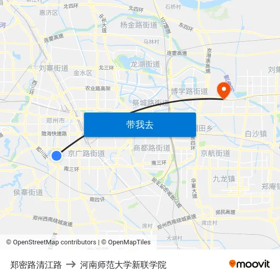 郑密路清江路 to 河南师范大学新联学院 map