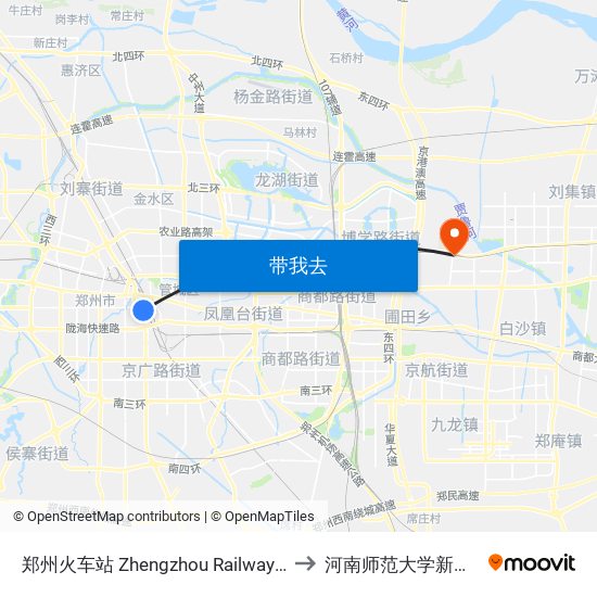 郑州火车站 Zhengzhou Railway Station to 河南师范大学新联学院 map