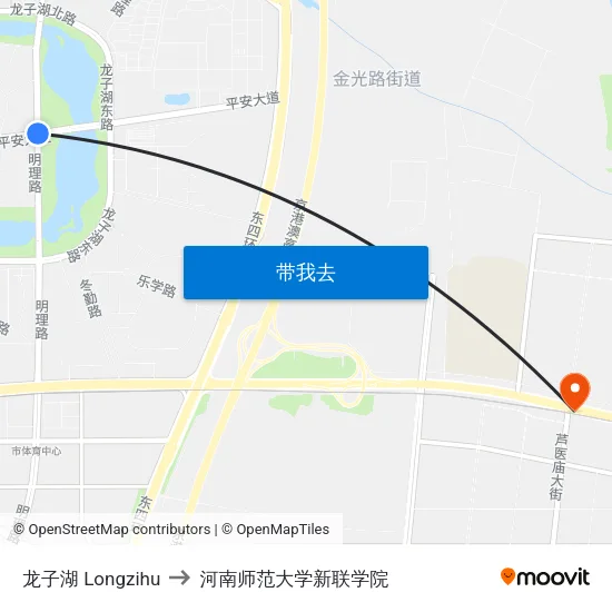 龙子湖 Longzihu to 河南师范大学新联学院 map