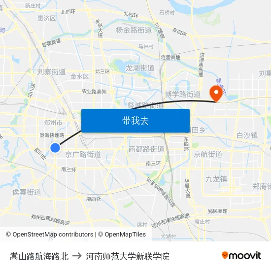 嵩山路航海路北 to 河南师范大学新联学院 map