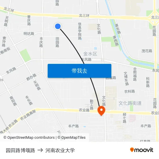 园田路博颂路 to 河南农业大学 map
