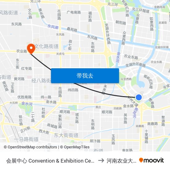 会展中心 Convention & Exhibition Center to 河南农业大学 map