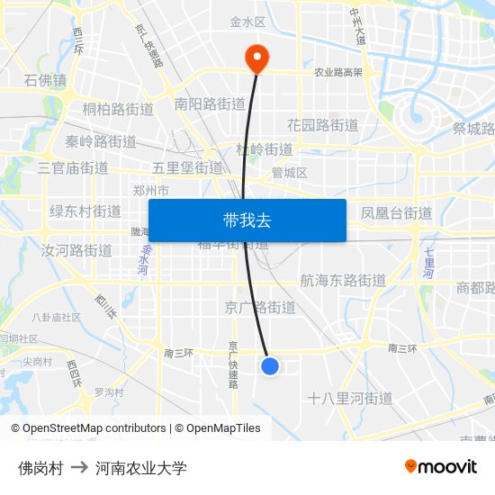 佛岗村 to 河南农业大学 map
