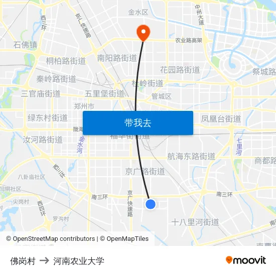 佛岗村 to 河南农业大学 map