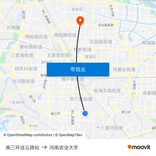 南三环连云路站 to 河南农业大学 map