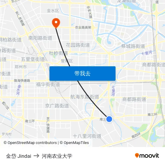 金岱 Jindai to 河南农业大学 map