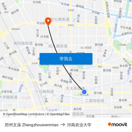 郑州文庙 Zhengzhouwenmiao to 河南农业大学 map