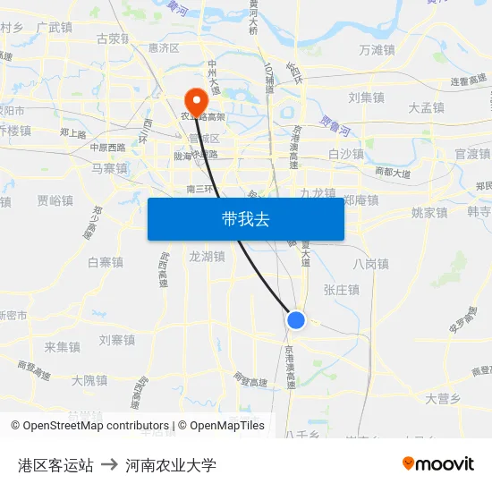 港区客运站 to 河南农业大学 map