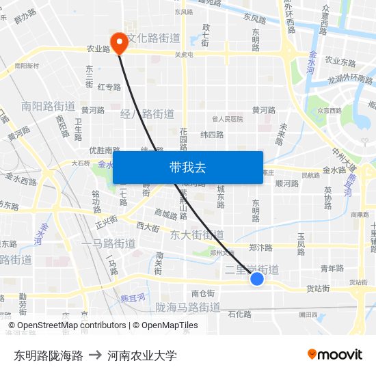 东明路陇海路 to 河南农业大学 map