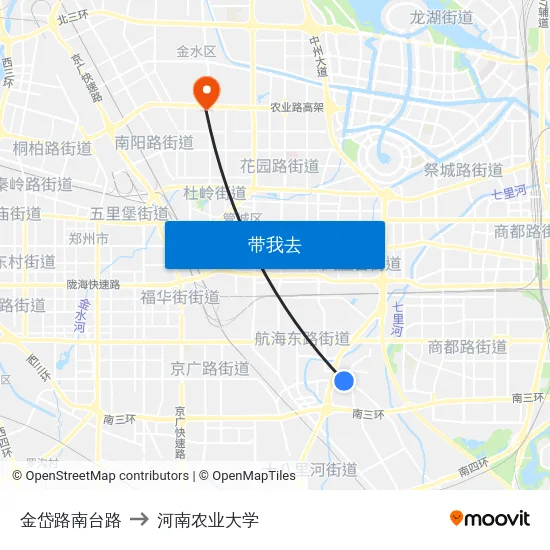 金岱路南台路 to 河南农业大学 map