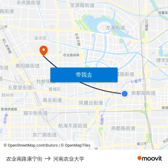 农业南路康宁街 to 河南农业大学 map