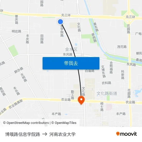 博颂路信息学院路 to 河南农业大学 map
