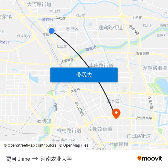 贾河 Jiahe to 河南农业大学 map