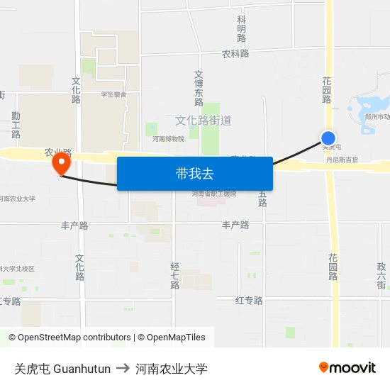 关虎屯 Guanhutun to 河南农业大学 map