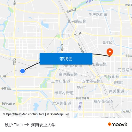 铁炉 Tielu to 河南农业大学 map