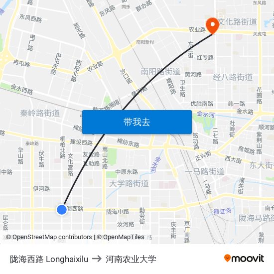 陇海西路 Longhaixilu to 河南农业大学 map