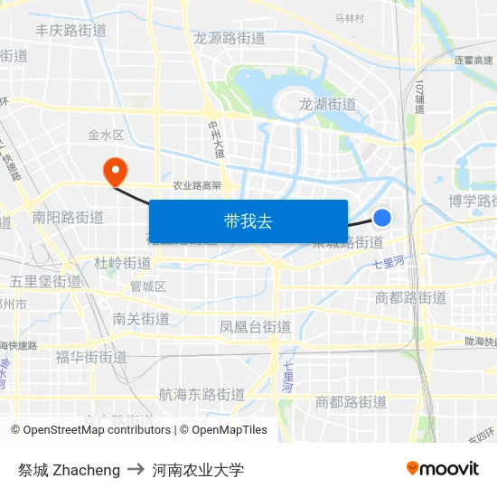 祭城 Zhacheng to 河南农业大学 map