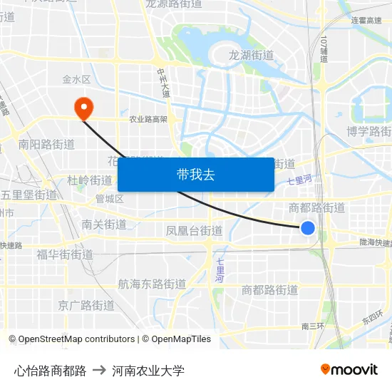 心怡路商都路 to 河南农业大学 map