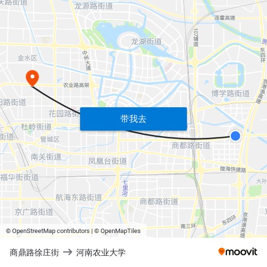 商鼎路徐庄街 to 河南农业大学 map