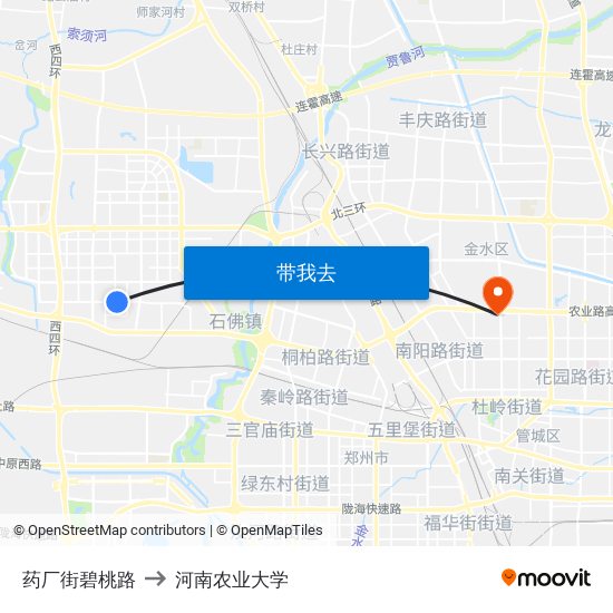 药厂街碧桃路 to 河南农业大学 map