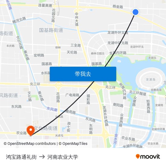 鸿宝路通礼街 to 河南农业大学 map